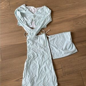 437 dress and cardigan set with matching bag